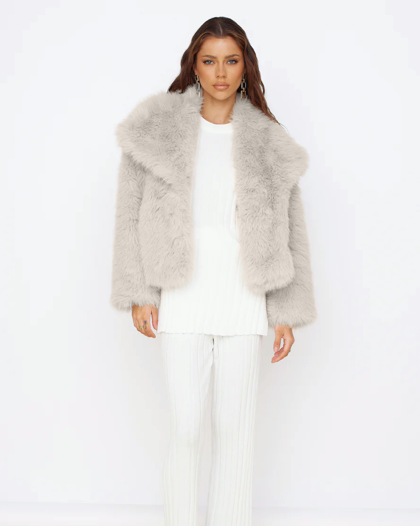 Arctic White Luxe Faux Fur Coat