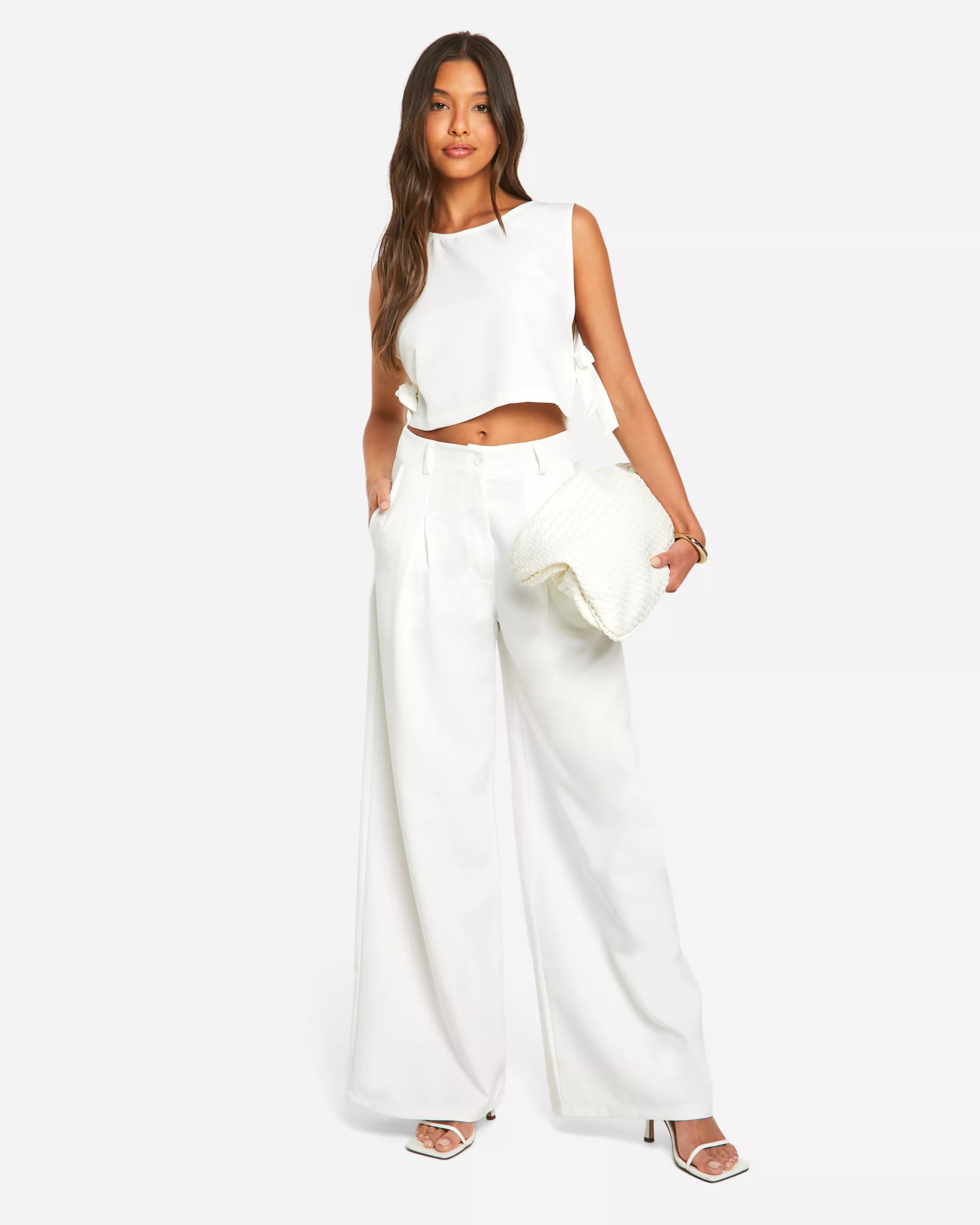 Ivory High-Waist Tailored Pants