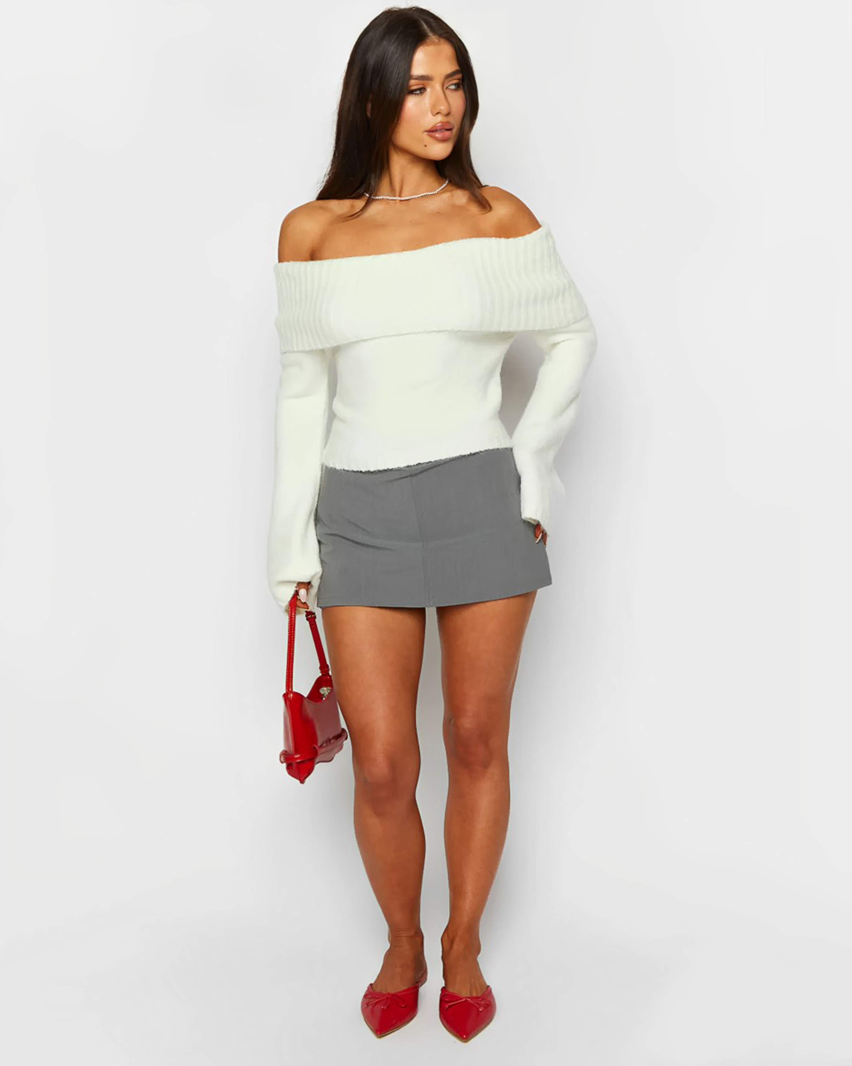 Ivory Allure Off-Shoulder Sweater