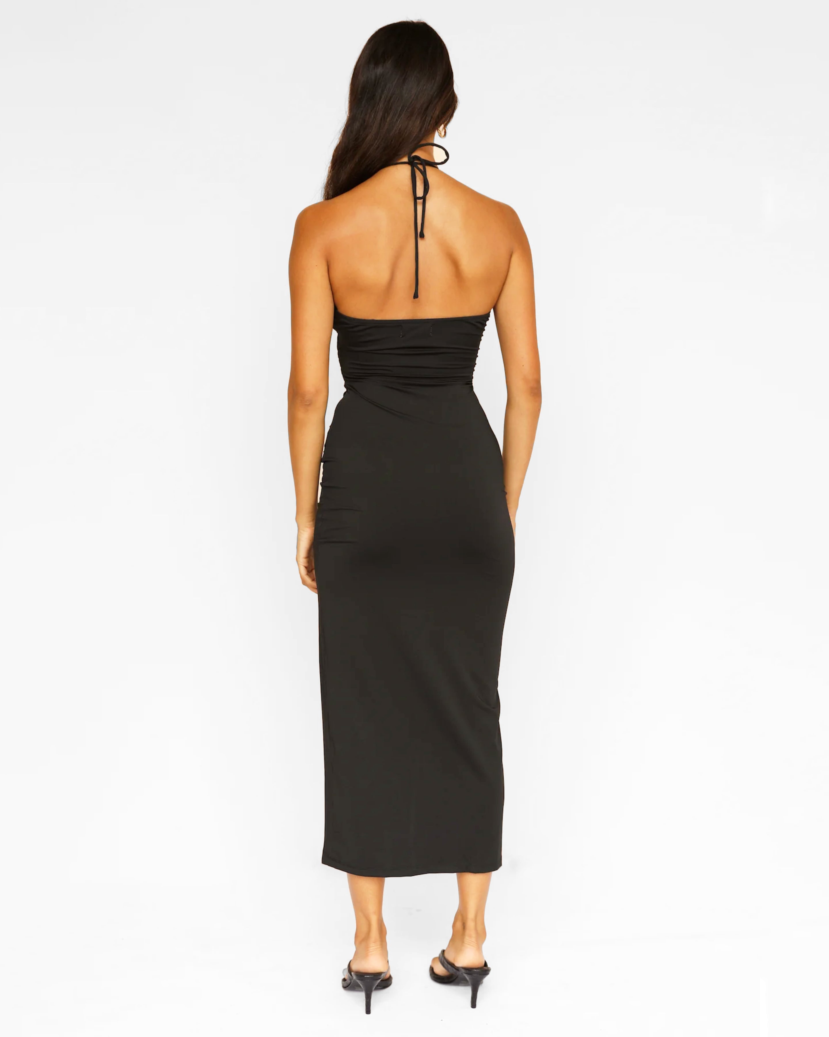 Delsa Strapless Midi Slit Dress