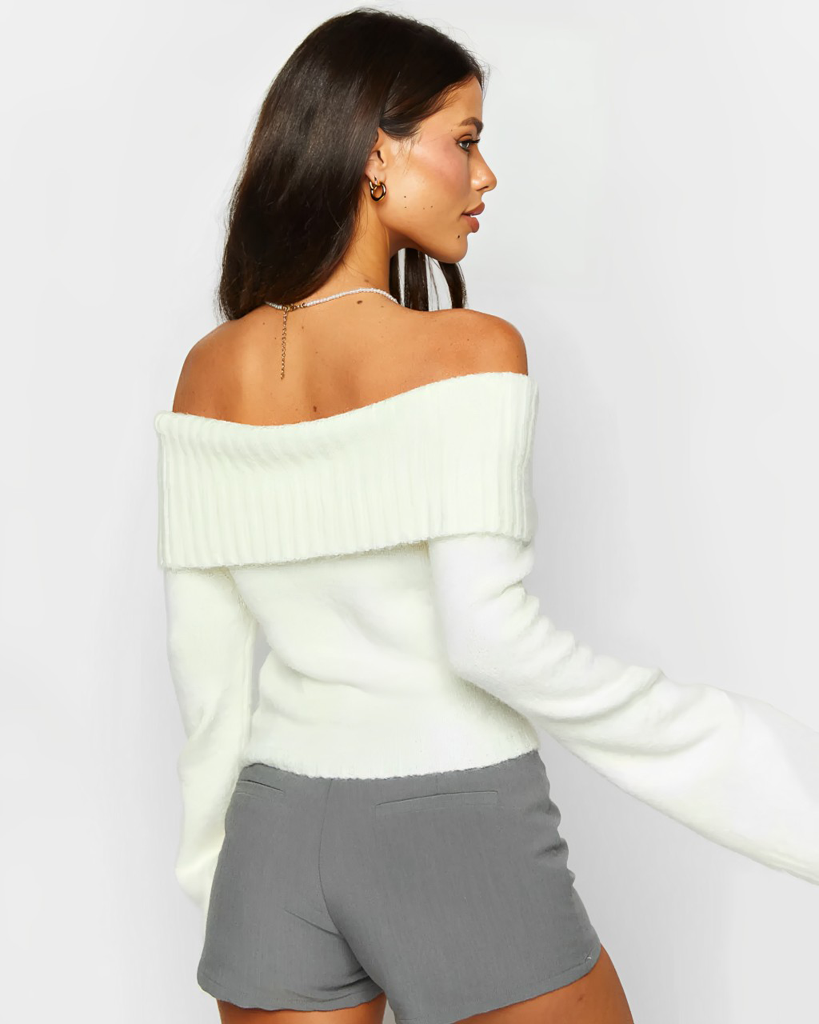 Ivory Allure Off-Shoulder Sweater